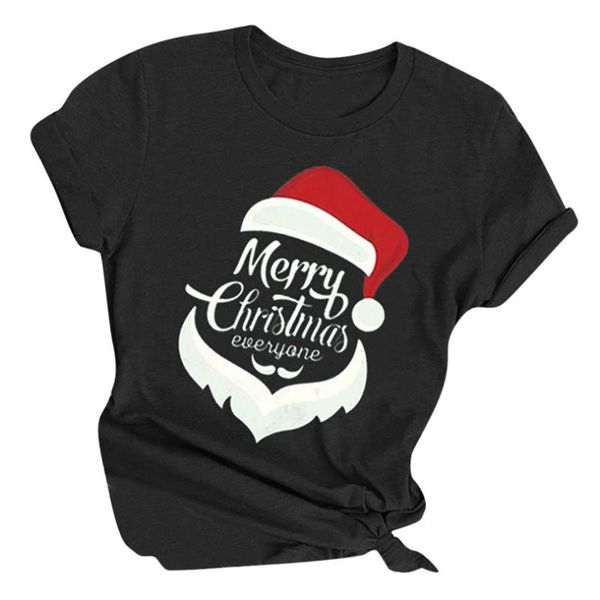 

women's t-shirt shirt women christmas santa letter print tee short sleeve round collar gothic streetwear female gift a50, White