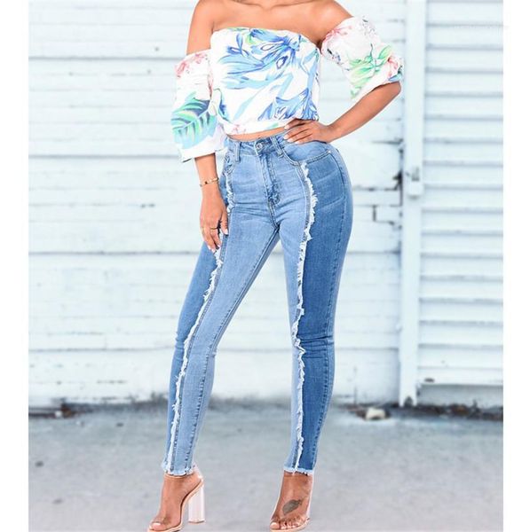 

casual slim tassel skinny hip-lifting long pencil jeans womens pants plus size womens jeans spring fashion, Blue