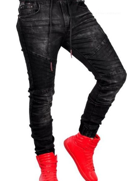 

clothing elastic waist casual long pants mens pants sportswear black sports jogger jeans for mens, Blue