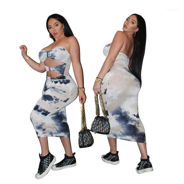 

strapless hollow out designer dress fashion women party club dress women tie dyed bodycon dresses, Black;gray
