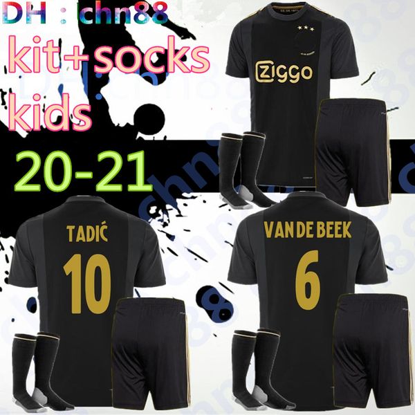 

20 21 аякс джерси пятидесятой футбол промес alvarez аякса 2020 2021 camiseta де fútbo van de beek тадич ziyech футболка дети комплект + носк, Black
