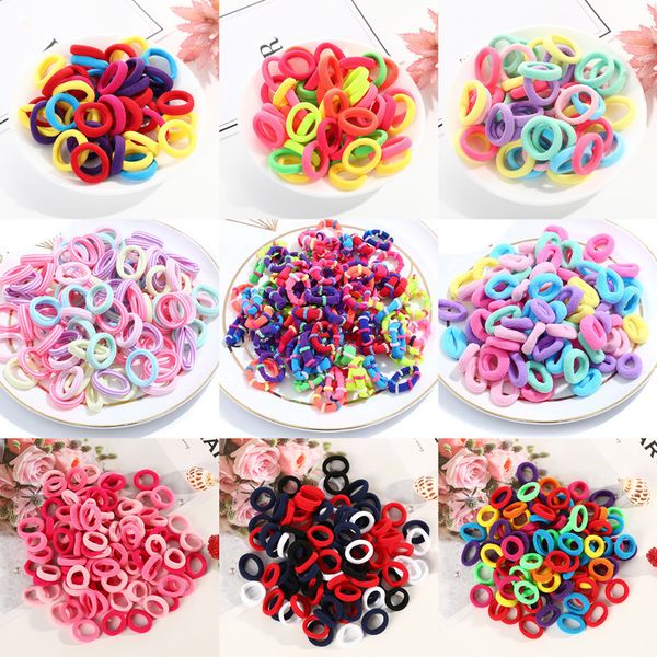 

50/100pcs baby girls colorful small elastic hair bands children ponytail holder kids headband rubber band hair accessories, Silver