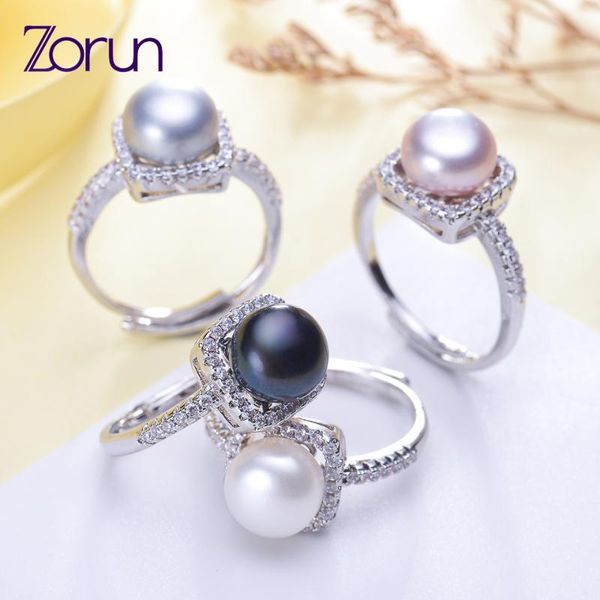 

zorun real natural freshwater pearl ring fine jewelry 18k white gold filled accessories for women new design, Golden;silver
