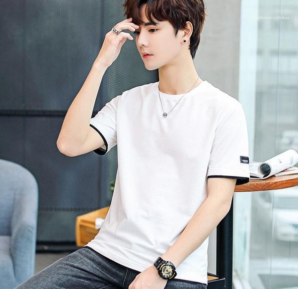 

мода шорты рукав tshirts summer casual mens crew neck simple tops solid color mens designer tshirts панелями, White;black