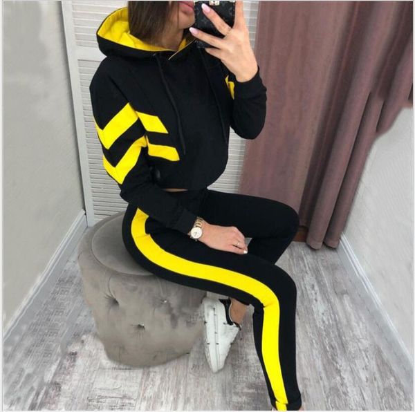 

white women active set tracksuits hoodies sweatshirt +pant running sport track suits 2 pieces jogging sets clothes