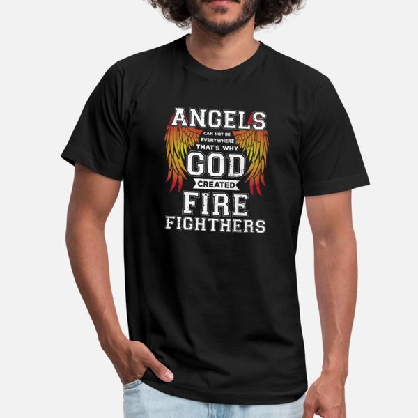 

fire fighter angels t shirt men customize 100% cotton crew neck gents sunlight funny casual summer pattern shirt