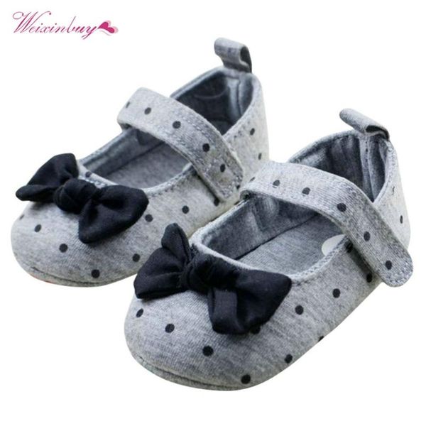 

baby girls shoes slip-on cotton cloth prewalker gray polka dot crib shoes first walker