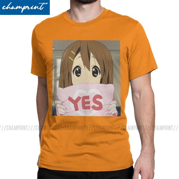 

k-on yui yes t shirts men's 100% cotton vintage t-shirt round collar japan music anime tee shirt short sleeve clothes gift idea