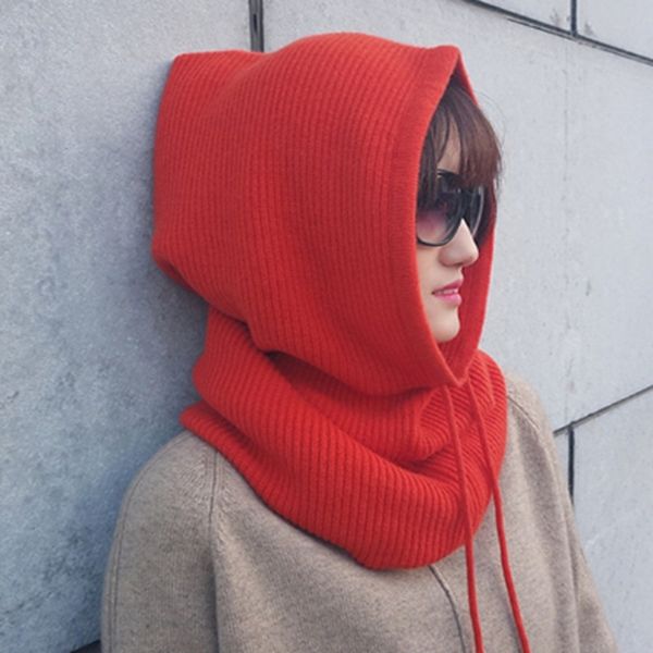 

wzcx wool knitted scarf hat set solid color keep warm winter fashion outdoor windproof beanie women skullies hats, Blue;gray