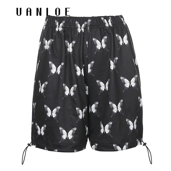 

butterfly printed women harem short pants elastic high waist summer loose fashion shorts streetwear female korean shorts, White;black