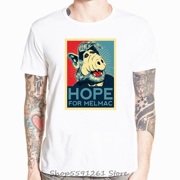 

new alf hope for melmac alien movie tv show men's white t-shirt cartoon t shirt men new fashion tshirt