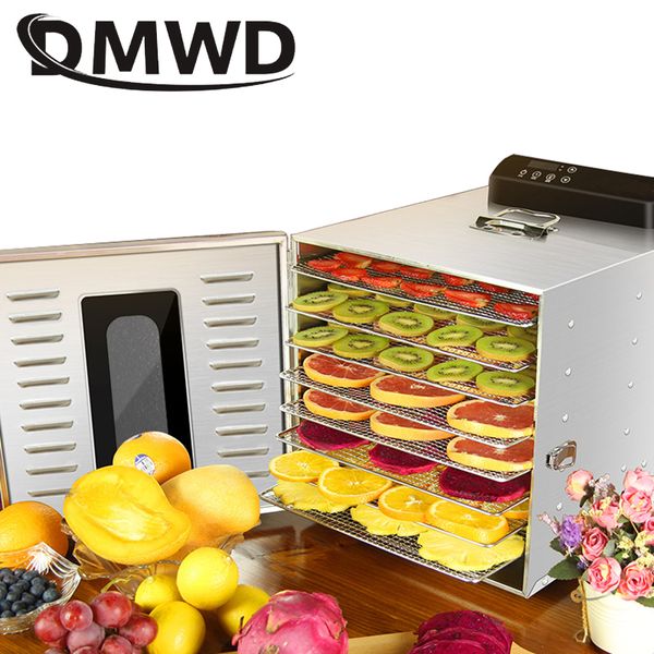 

dehydrators 110v/220v 8 trays dehydrator snacks dehydration air dryer stainless steel fruit vegetable meat drying machine eu us uk