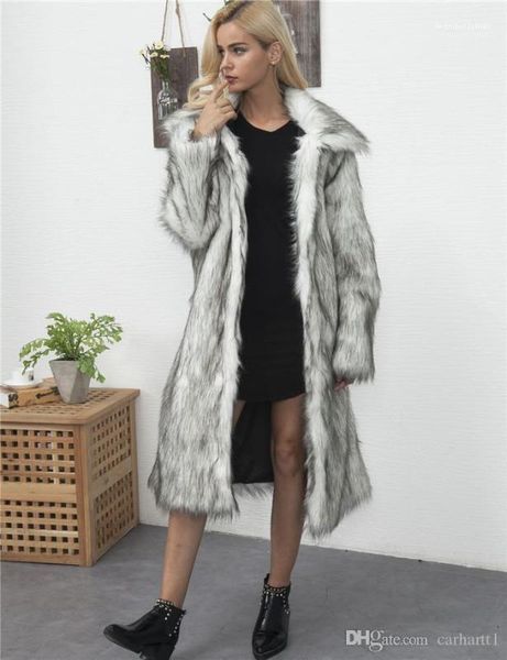 

sitich faux female coats fashion casual apparel thick warm fur womens winter designer long sleeve open, Black