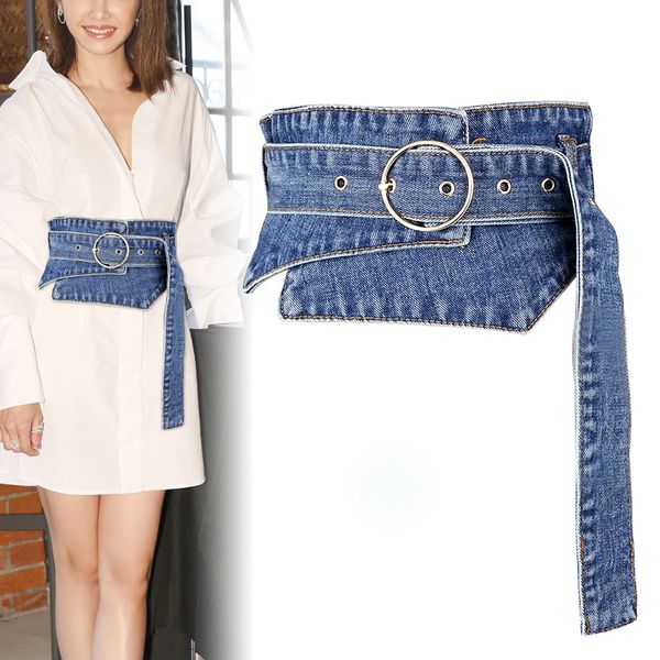 

denim girdle straps women waistband with skirt simple wild personality decorative shirt dress waist decoration accessories, Black;brown