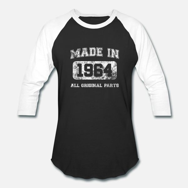 

made in 1964 all original parts birthday gift idea t shirt men printed tee shirt plus size 3xl male interesting fashion spring kawaii shirt, White;black