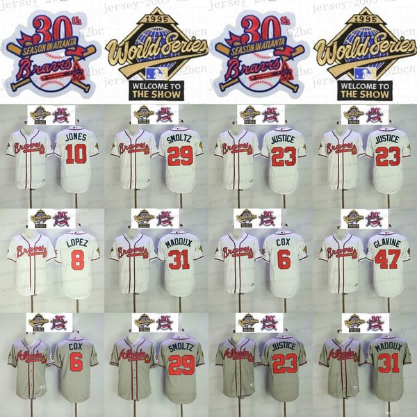 

atlanta 1995 ws braves jersey bobby cox javy lopez chipper jones david justice john smoltz greg 31 maddux tom glavine john rocker 05, Blue;black