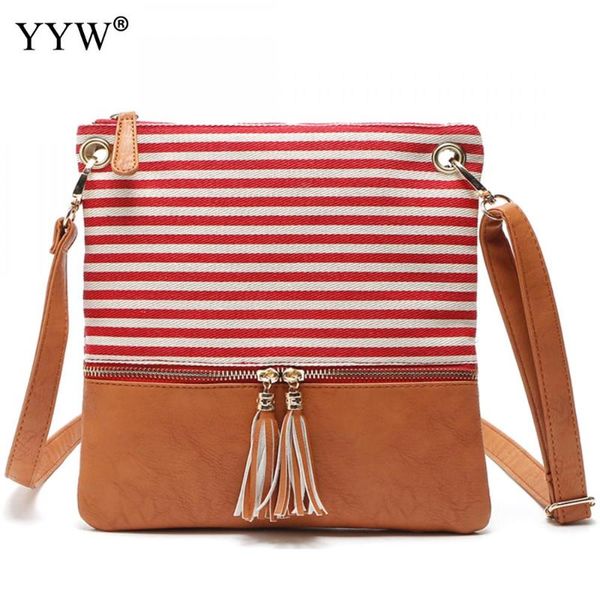 

wholesale shoulder crossbody bag for women causal pu leather & canvas tassel messenger bags brand flap women bag bolsa feminina