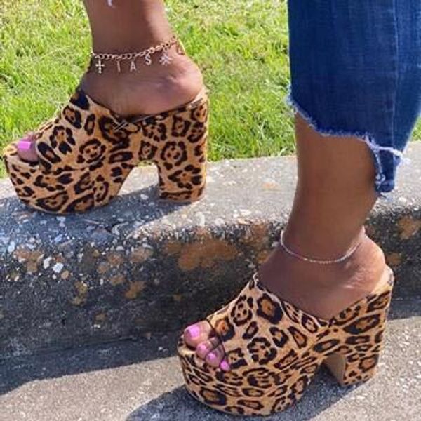 

female shoes ladies' slippers flock big size square heel med 2020 block hoof heels fabric basic slides pu rome big size med, Black