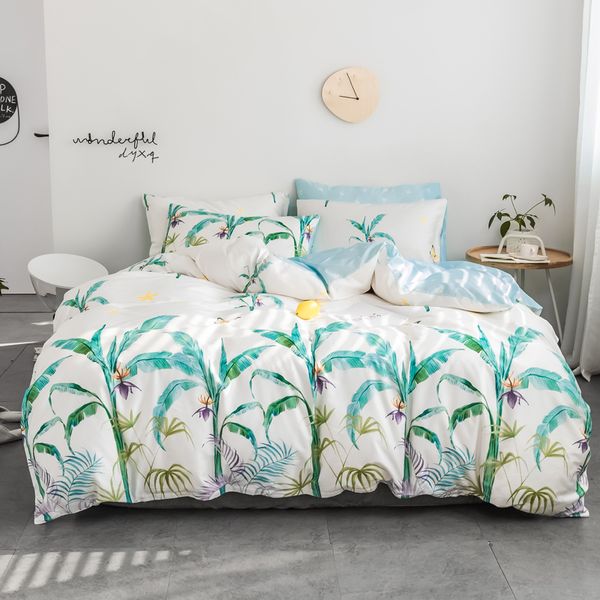 

rainforest style100% cotton fabric blanket/duvet cover set flatsheet sheet pillowcase 3/4pcs twin  king size for christmas