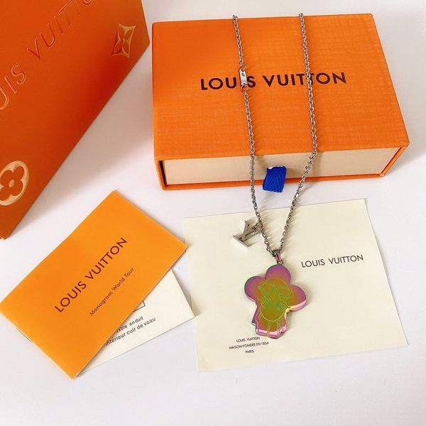 

louis vuitton дизайнер ювелирных изделий хип-хоп дизайнер ожерелье бабочки замороженный из кулон мужские 14k золотые цепочки буквицы p15, Silver