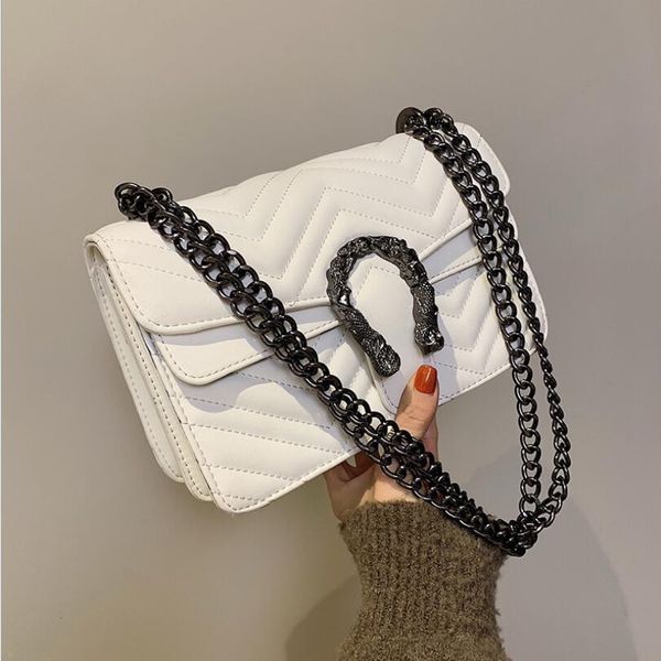 

2020 New Fashion Lattice Handbag High Quality Flip Chain Women Leather Handbag Women Shoulder Messenger Bag Fashion Women bag hot white