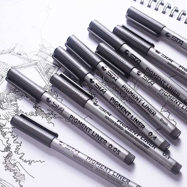 

1-piece pigment liner pigma micron ink marker pen 0.05 0.1 0.2 0.3 0.4 0.5 0.6 0.8 different tip black fineliner sketching pens