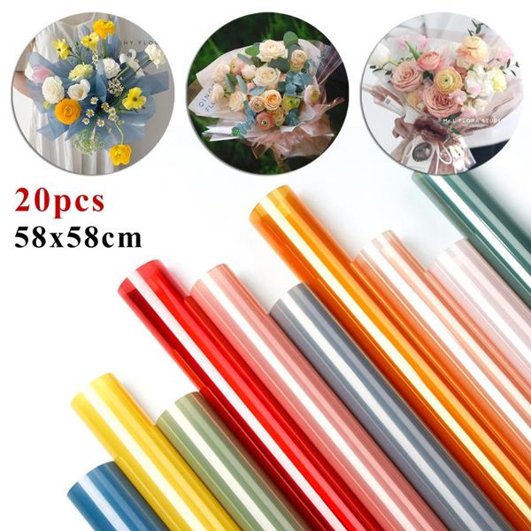 

20pcs 58*58cm plastic paper wrapping paper gift flower packing decor