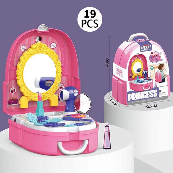 

fun children simulation kitchen utensils make-up cashier kit ice cream over a backpack box doctor boys and girls toys