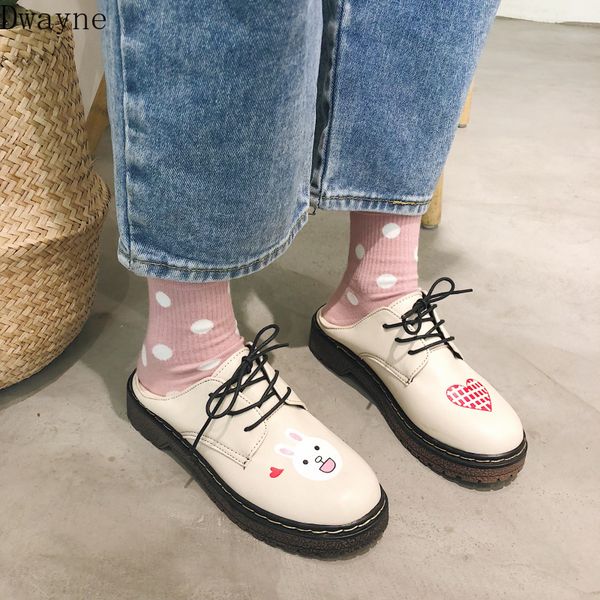 

british style small leather shoes korean wild student flat casual shoes round head cute doll fashion two wear single, Black