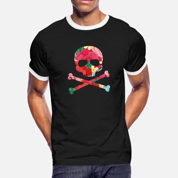

flowered pirate skull and crossbones funky jolly r t shirt men knitted short sleeve s-xxxl original crazy new style spring autumn shirt