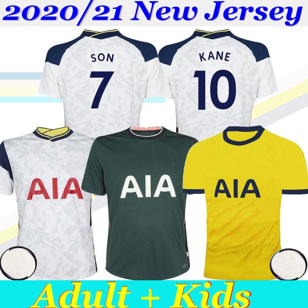 

new 2020/21 thailand kane son spurs soccer jersey man kids lucas eriksen dele uniforms 20 21 tottenhames home away 3rd football jerseys, Black;yellow