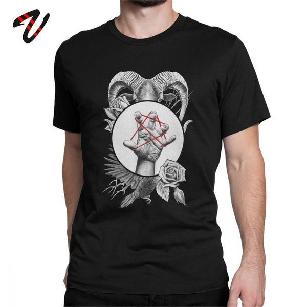 

casting baphomet t-shirts men occult pagan magic wicca tshirt pentacle t shirt summer fantasy art clothing 100% cotton tee shirt