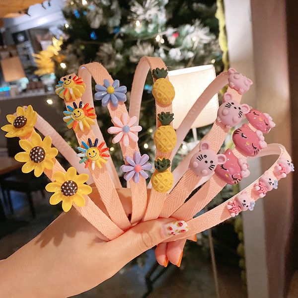 

new cartoon princess floral hairband headband kids girls hair head hoop bands accessories hairbands headdress scrunchy head wear, Silver