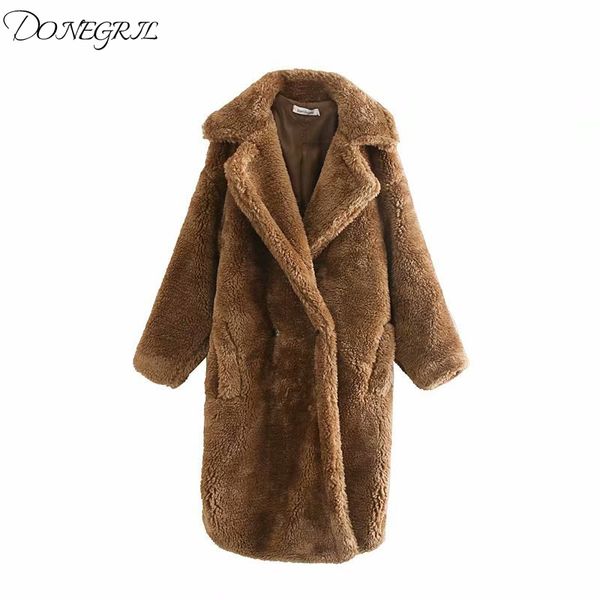 

2020 new winter wool blend teddy bear coat coats women outerwear female jacket thicken warm loose long overcoat, Black