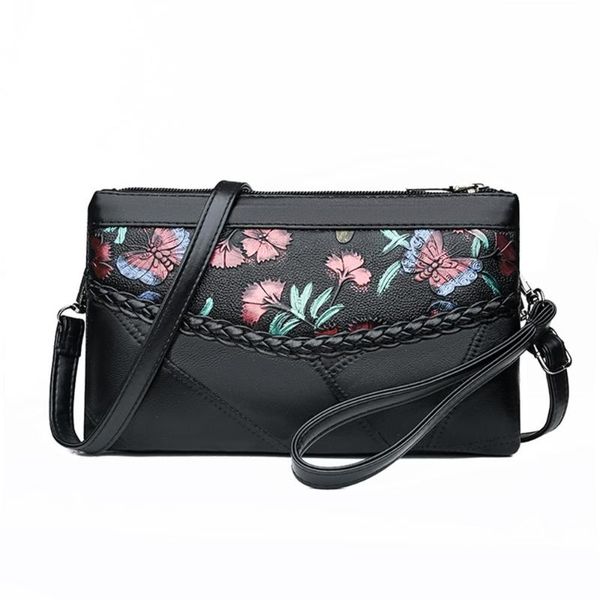 

women handbag luxury messenger bag soft pu leather shoulder bag women flower print shoulder clutch