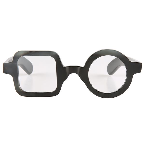 

nilerun brand fashion unique asymmetric half square half round black horn optical glasses reading eyeglasses for couples