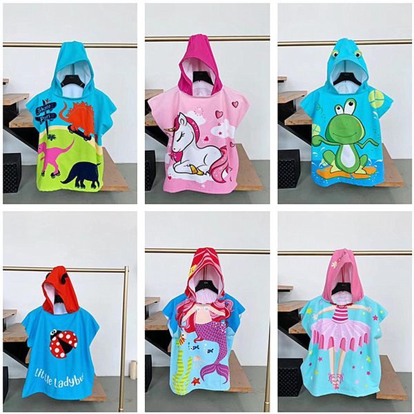 

cute cartoon bathrobes kids bath towels hooded poncho mermaid towel swim pool beach towel cartoon kids cloak mermaid bath shower robe sale