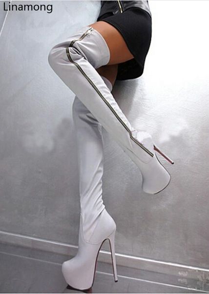 

winter new arrival women over the knee long boots pointed short zipper and thigh long boots solid black pointed toe