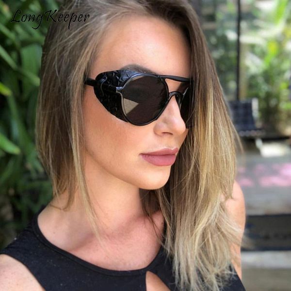 

brand design круглый стимпанк солнцезащитные очки мужчины женщины vintage punk солнцезащитные очки uv400 мода pu кожа очки оттенки gafas-де, White;black