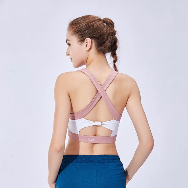 

gym clothing high impact women sports bra backless fitness yoga push up workout sport tank running, White;black