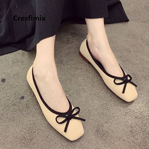 

cresfimix women classic slip on beige comfort flat shoes ladies casual yellow office flats female loafers c5931, Black