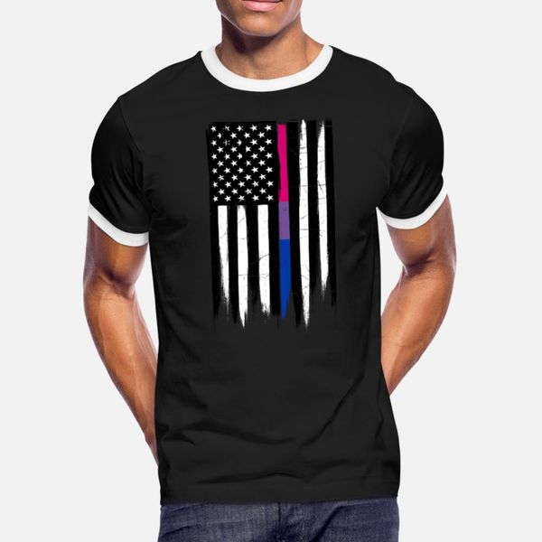 

bisexual thin line american flag t shirt men designing cotton s-xxxl family anti-wrinkle building spring autumn cool shirt