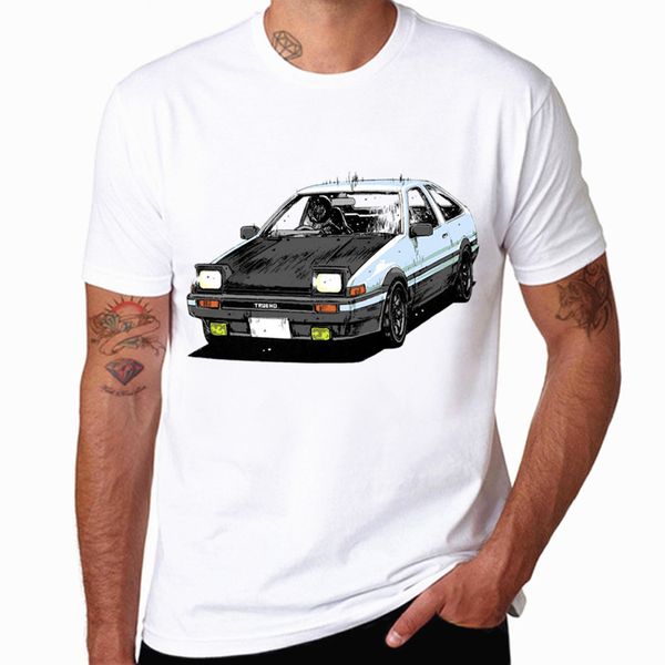 

мужчины печать drift японского аниме мода футболка с коротким рукавом o шея лето прохладный повседневная ae86 initial d homme tshirt streetw