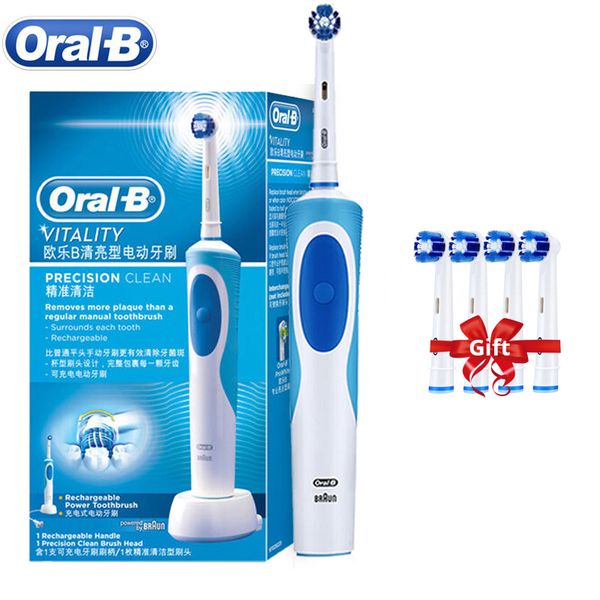 

oral b electric toothbrush 2d rotary vibration clean charging tooth brush cross action bristle oral care 4 gift brush heads free