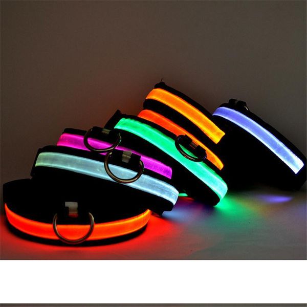 

7 colors glowing nylon pet dog collar night safety led light small dog pet leash dog collar flashing safety collar a05