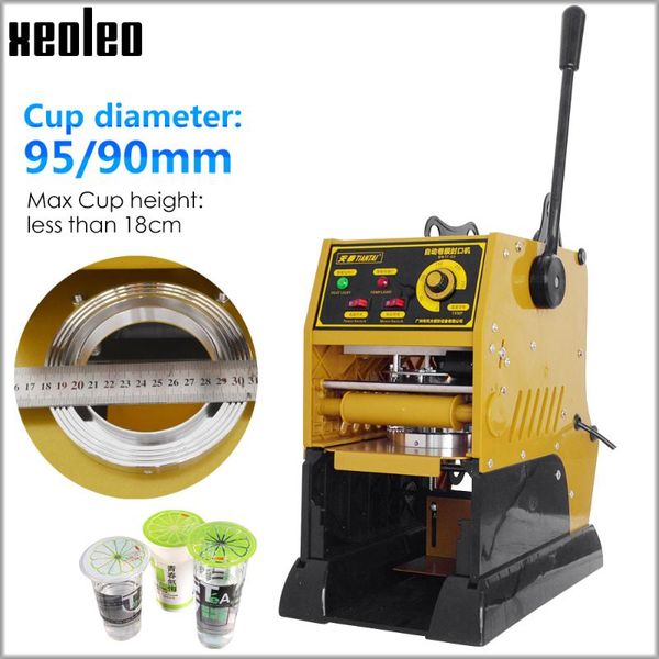

xeoleo manual cup sealer cup sealing machine semi-automatic bubble machine for 9/9.5cm paper/pe/pp milk seal 220v
