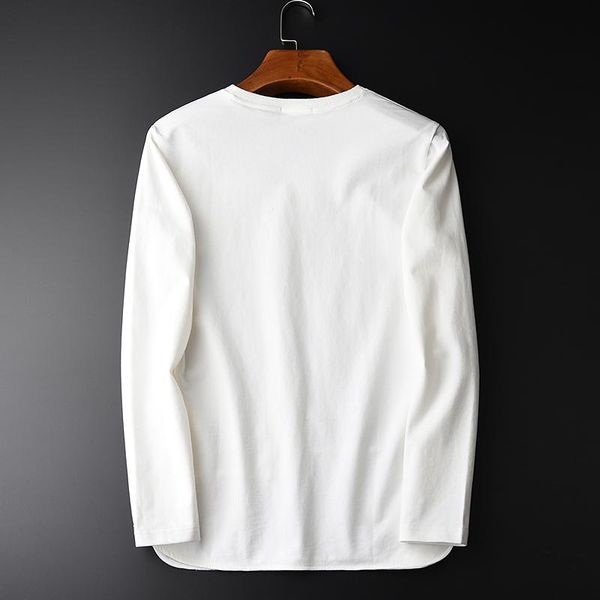 

new long sleeve men t-shirt spring and summer simple slim white mens t-shirts plus size 4xl round collar casual man t-shirts, White;black