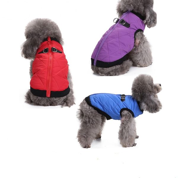 

dog apparel zipper jacket winter coat cotton clothes for small leash buckle vest casual puppy outfit chihuahua 11f40h