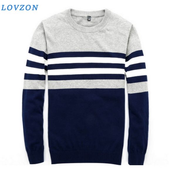 

men's sweaters lovzon sweater men arrival casual pullover autumn round neck patchwork quality knitted male, White;black