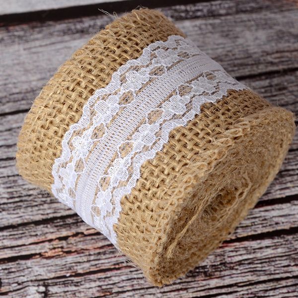 

2m lace edge ribbons applique trims apparel sewing wedding party linen natural